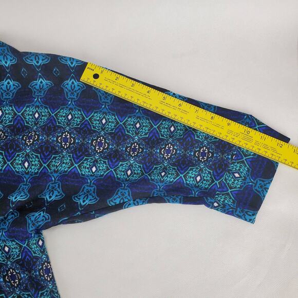 New Direction Blue Geo Print Cowl Neck Top Sz M NWT Preppy Casual Office Career - Picture 9 of 9